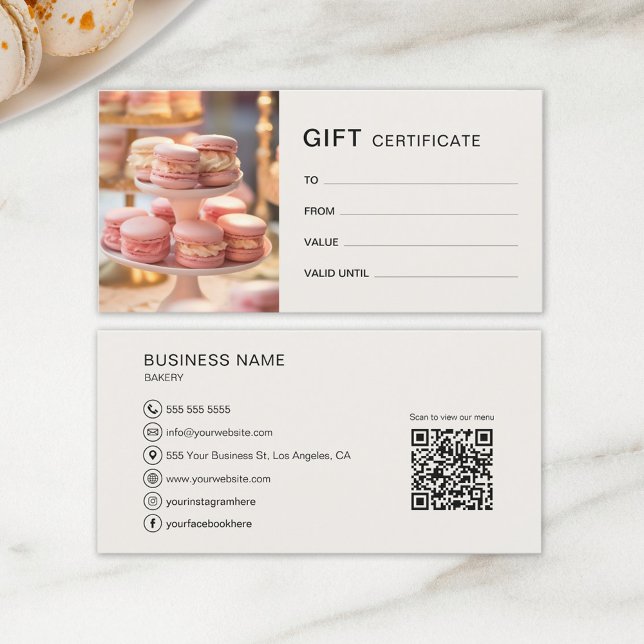 Certificat cadeau Boulangerie Cupcake Cake Shop Bu (Gift Certificate Bakery Cupcake Cake Shop Business by MINTIC DESIGN STUDIO)