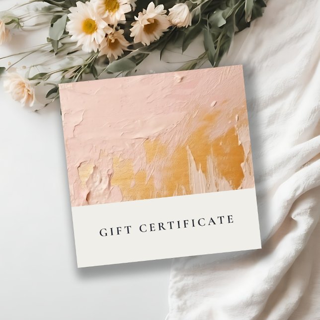 Certificat cadeau Bush Pink Gold Paint Texture (Créateur téléchargé)