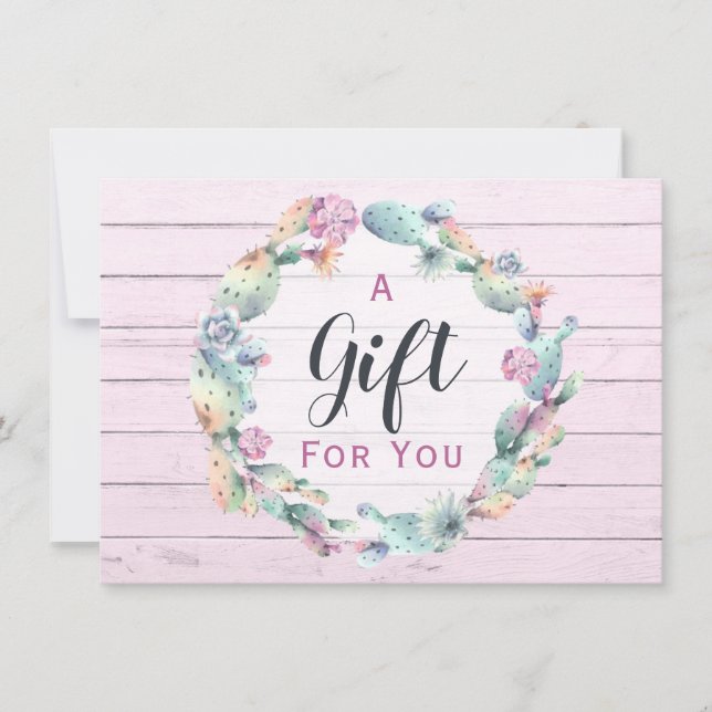 Certificat Cadeau Cactus Succulente Aquarelle Bohè (Devant)