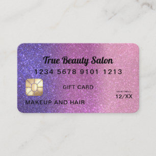 Certificat Cadeau Carte de Crédit Pailleté Violet
