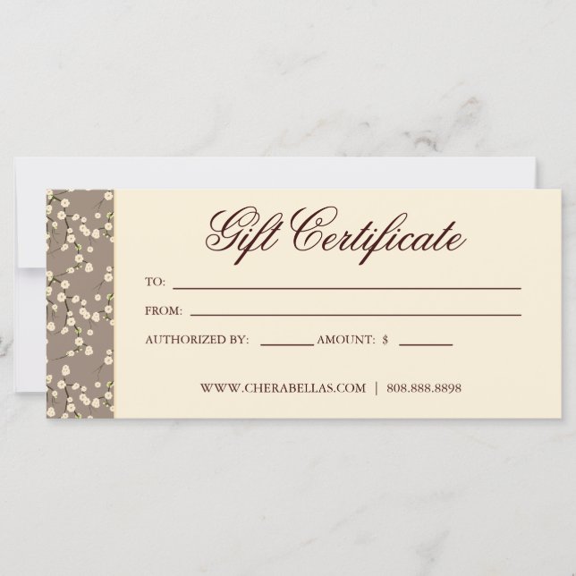 Certificat cadeau Cerisier Fleur Crème Florale Bei (Devant)