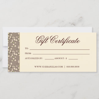 Certificat cadeau Cerisier Fleur Crème Florale Bei