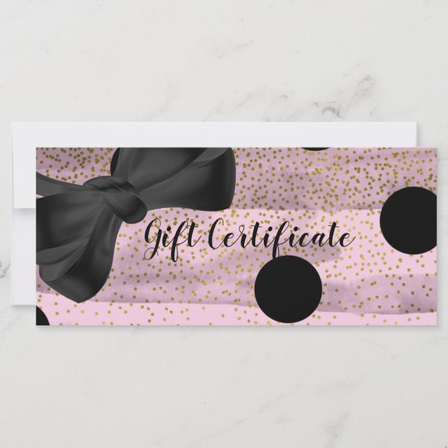 Certificat Cadeau Chic à Points noirs et roses dor (Devant)