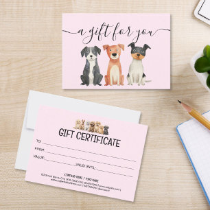 Certificat cadeau Chien Grooming Animal Sitting Ve
