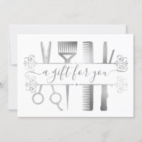 Certificat Cadeau Ciseaux Argent Gris Marbré Feuil