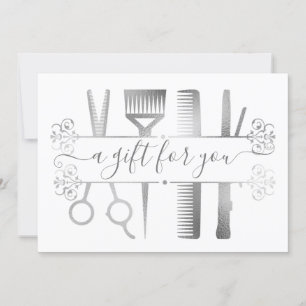 Certificat Cadeau Ciseaux Argent Gris Marbré Feuil