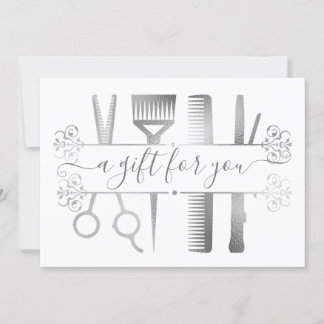 Certificat Cadeau Ciseaux Argent Gris Marbré Feuil
