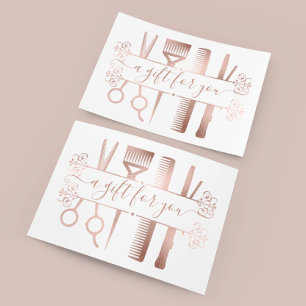 Certificat Cadeau Ciseaux Rose Gold Élégant Feuill