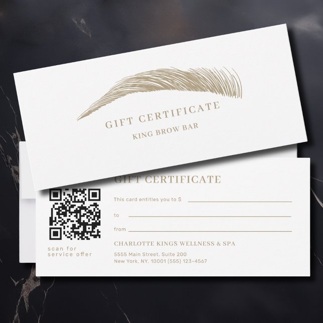 Certificat Cadeau Code QR du Salon de Sourcils Min (Minimal Eyebrow Salon QR Code Gift Certificate)