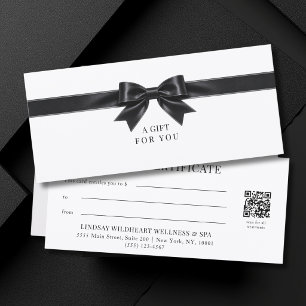 Certificat Cadeau Code QR Élégant à Ruban Blanc