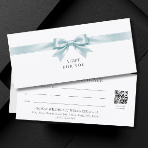 Certificat Cadeau Code QR Élégant à Ruban Blanc