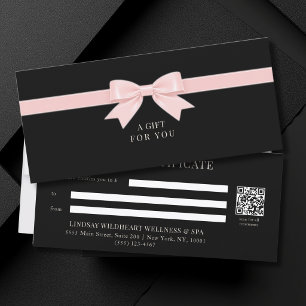Certificat Cadeau Code QR Élégant à Ruban Noir