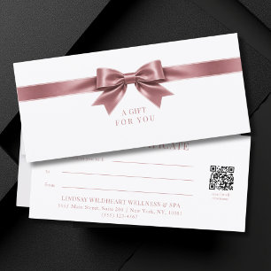 Certificat Cadeau Code QR Élégant avec Ruban Blanc