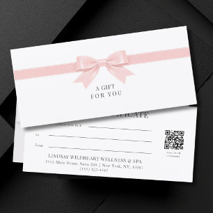 Certificat Cadeau Code QR Élégant avec Ruban Blanc