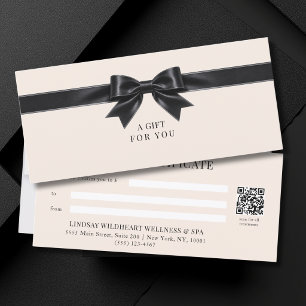 Certificat Cadeau Code QR Élégant Beige