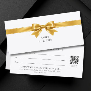 Certificat Cadeau Code QR Élégant Ruban Blanc