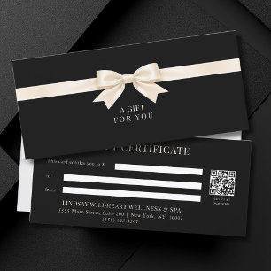 Certificat Cadeau Code QR Élégant Ruban Noir