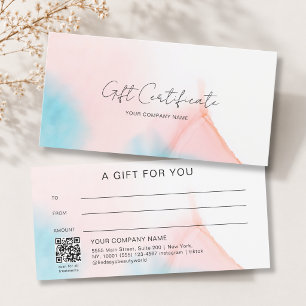 Certificat cadeau Code QR encre aquarelle