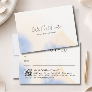 Certificat Cadeau Code QR Encre Aquarelle