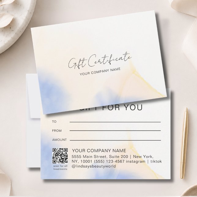Certificat Cadeau Code QR Encre Aquarelle (Watercolor Ink QR Code Gift Certficate)