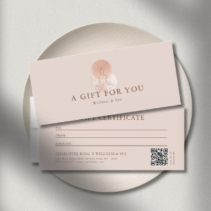 Certificat Cadeau Code QR Femme Yoga Art Linéaire