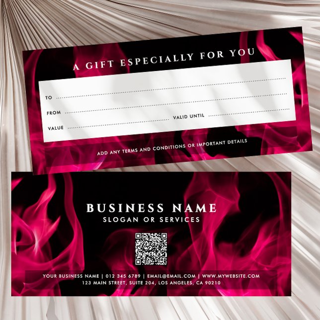 Certificat Cadeau Code QR Flammes Roses Modernes (Créateur téléchargé)