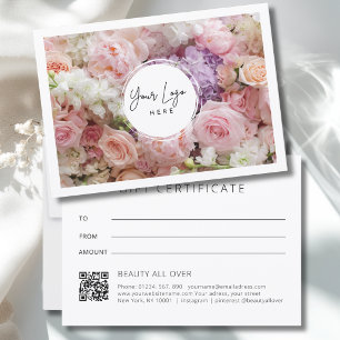Certificat Cadeau Code QR Logo Floral Moderne