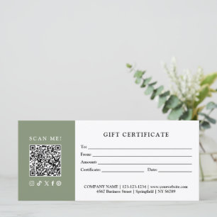 Certificat Cadeau Code QR pour Entreprise Simple M