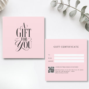 Certificat Cadeau Code QR Rose Police de Caractère