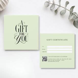 Certificat Cadeau Code QR Vert Police de Caractère