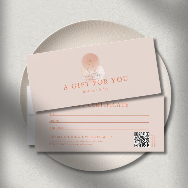 Certificat Cadeau Code QR Yoga Femme Art Linéaire (Custom Minimal Line Art Woman Yoga Meditation QR Code Gift Certificate)