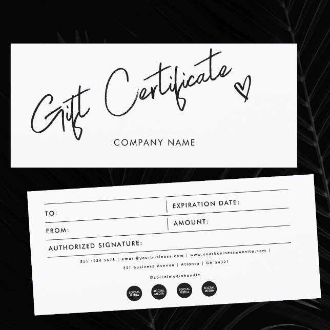 Certificat cadeau commercial modifiable (Editable Business Gift Certificate Voucher)