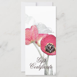 Certificat cadeau crayon dessiné Red Poppy Flower