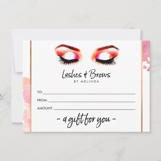 Certificat cadeau Creative Watercolor Lashes/Brows (Devant)