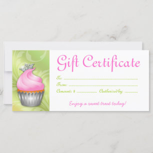 Certificat cadeau Cupcake Couronne Pink Lime
