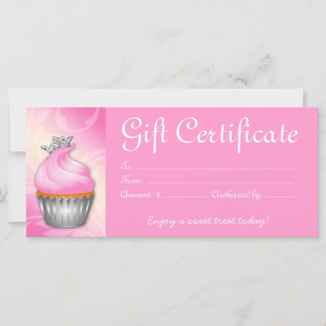 Certificat cadeau Cupcake Crown Pink Silver (Devant)