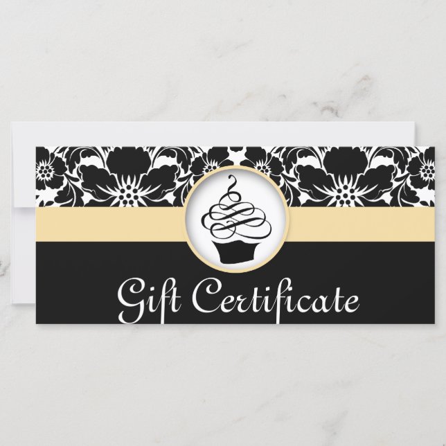 Certificat cadeau Cupcake Floral Damask Jaune (Devant)