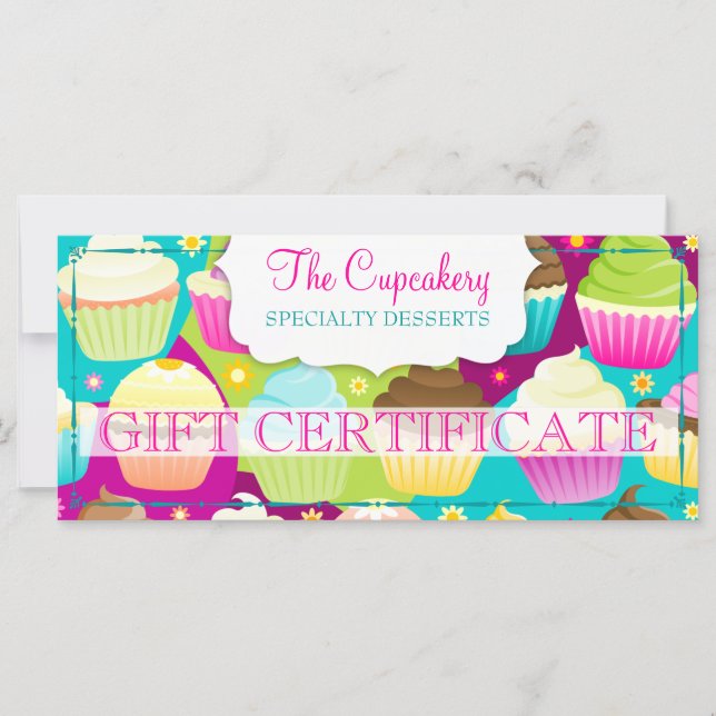 Certificat cadeau Cupcakes coloré (Devant)