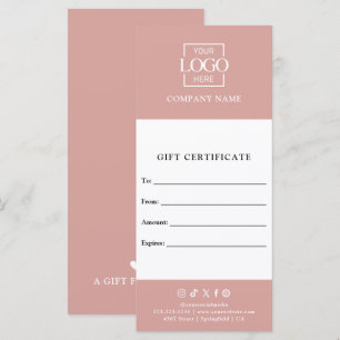 Certificat cadeau d'affaires chic moderne avec log