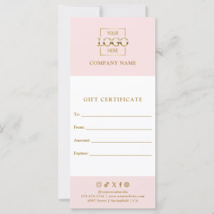 Certificat cadeau d'affaires chic moderne avec log