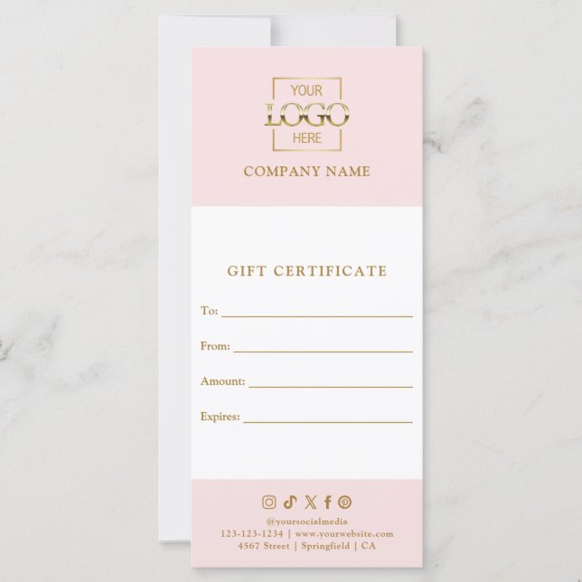 Certificat cadeau d'affaires chic moderne avec log (Devant)