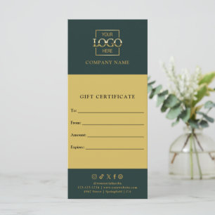 Certificat cadeau d'affaires chic moderne avec log
