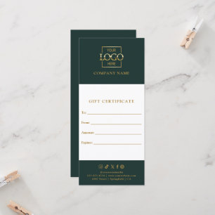 Certificat cadeau d'affaires chic moderne avec log