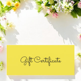 Certificat cadeau d'affaires de beauté simple jaun
