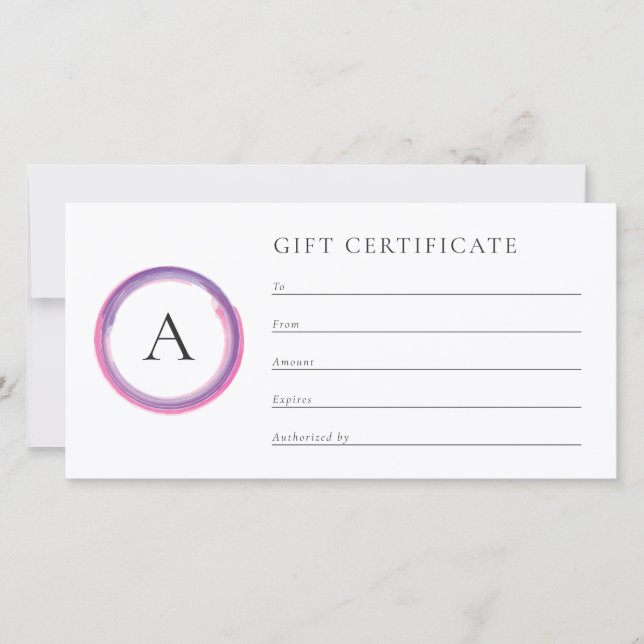 Certificat-cadeau d'affaires Monogramme Rose et Vi (Devant)