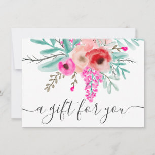 certificat cadeau d'aquarelle rose menthe