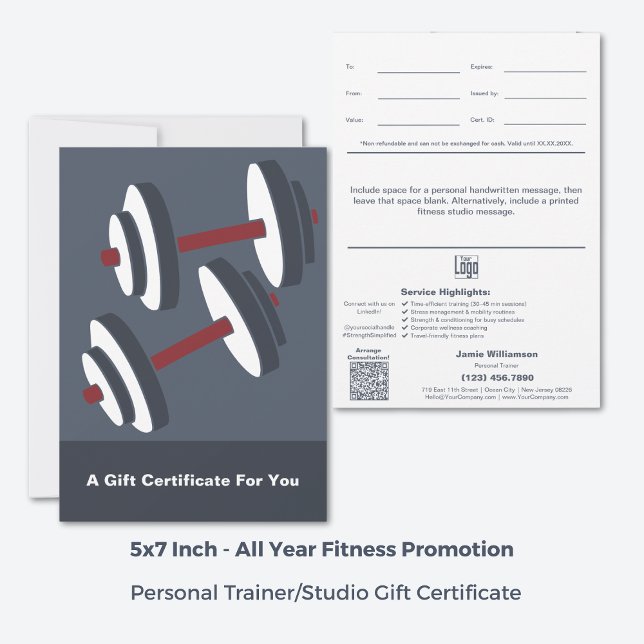 Certificat cadeau de bien-être d'entreprise minima (5"x7" Minimal Corporate Wellness Gift Certificate, Personal Trainer Marketing Tool)