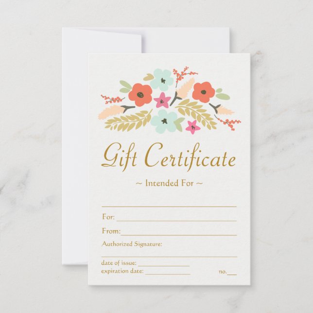 Certificat cadeau de bouquet de fleurs (Devant)