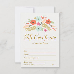 Certificat cadeau de bouquet de fleurs