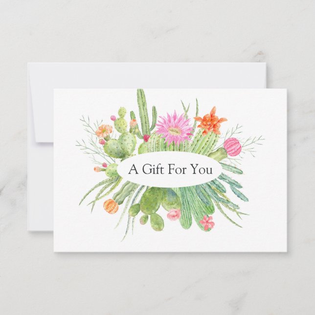 Certificat cadeau de cactus aquarelle (Devant)